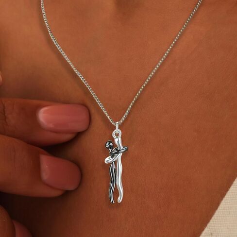Love Style Hug Necklace Hug Necklace Couples Necklace for Him and Her Stainless Steel Necklace Jewelry Gifts in Saudi Arabia