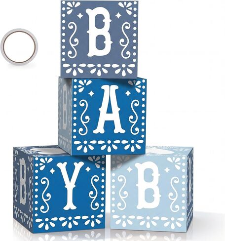 4 Pcs Cielito Lindo Baby Shower Decorations Mexican Papel Picado Baby Boxes with Letters for Cielito Lindo Party Decorations Gender Reveal Birthday Mexican Fiesta Photo Props (Pink) in Saudi Arabia