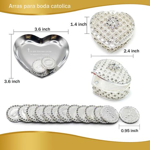 Arras Para Boda Catolica and Lazo Para Boda Catolica, Wedding Arras Coins and Lasso for Ceremony Catholic Gift, Wedding Set, Silver. in Saudi Arabia