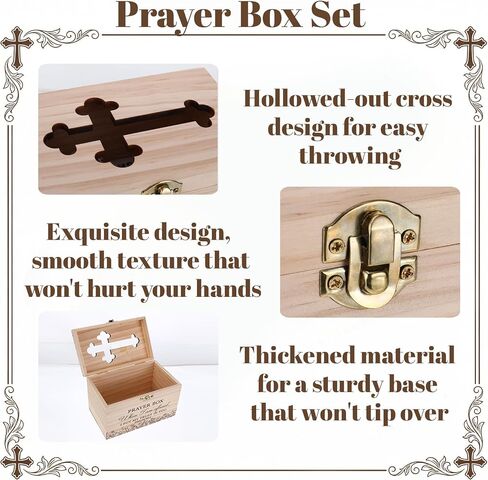 Prayer Box with 100 Pcs Prayer Cards, Wooden Hollow Out Cross Request Box for Blessing Fundraising First Communion Christian Gifts, Prayer Closet Essentials Church Supplies for Your Daily Prayers in Saudi Arabia