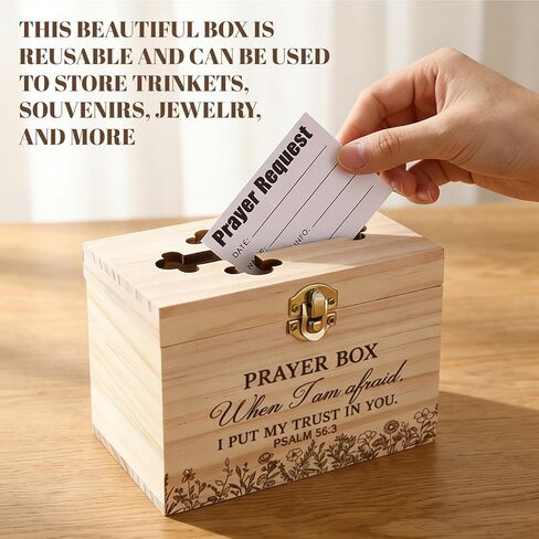 Prayer Box with 100 Pcs Prayer Cards, Wooden Hollow Out Cross Request Box for Blessing Fundraising First Communion Christian Gifts, Prayer Closet Essentials Church Supplies for Your Daily Prayers in Saudi Arabia