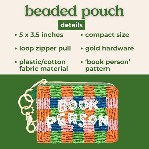 ban.do Beaded Zipper Pouch, Small Zip Pouch for Coins and Trinkets (Book Person) in Kuwait