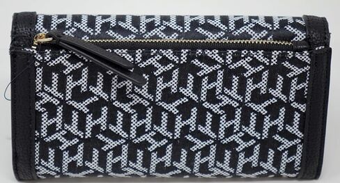 Tommy Hilfiger Women's Logo Jacquard Checkbook Wallet Clutch Bag - Black in Saudi Arabia
