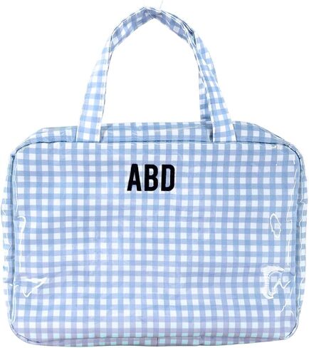 Personalized Hanging Toiletry Bag - Embroidered Travel Organizer for Women, Clear-Coated Makeup Bag with 4 Zipper Compartments, Foldable Organizer, Monogrammed Gift (Summer Catch) in Saudi Arabia