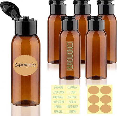 Travel Bottles for Toiletries 6 Pack 2.2oz/65ml Leak Proof Travel Size Toiletries Wide Mouth Containers TSA Approved Squeeze Bottles with Flip Cap for Shampoo Conditioner Body Wash(Clear) in Saudi Arabia