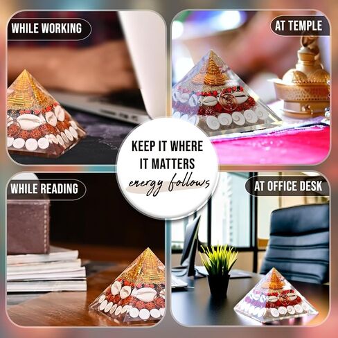 Jet International Lab Tested Original Crystal Gomati Chakra Laxmi Pyramid For Home, Office - Rudraksha | Shree Yantra | Kauri And Ratti For Vastu Money Good Wealth Good Luck And Prosperity - 4 Inch in Saudi Arabia