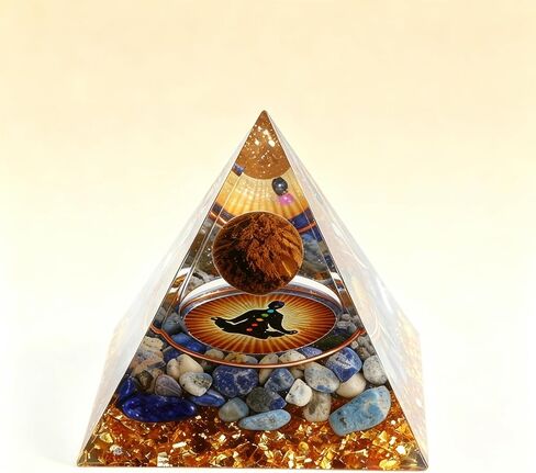 Premium Orgone Pyramid with Healing Crystals - Energy Generator for Deep Meditation, EMF Protection, Chakra Balancing, Anxiety Relief & Positive Energy - Spiritual Decor Gift for Home Office Yoga in Saudi Arabia