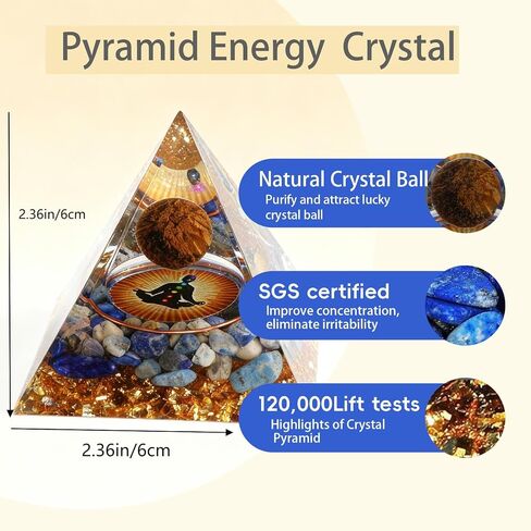 Premium Orgone Pyramid with Healing Crystals - Energy Generator for Deep Meditation, EMF Protection, Chakra Balancing, Anxiety Relief & Positive Energy - Spiritual Decor Gift for Home Office Yoga in Saudi Arabia