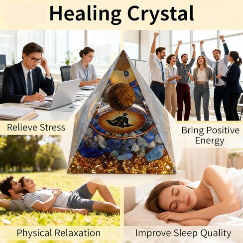 Premium Orgone Pyramid with Healing Crystals - Energy Generator for Deep Meditation, EMF Protection, Chakra Balancing, Anxiety Relief & Positive Energy - Spiritual Decor Gift for Home Office Yoga in Saudi Arabia