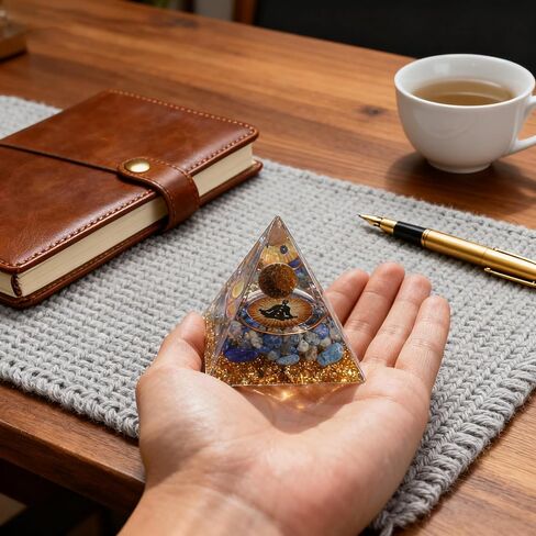 Premium Orgone Pyramid with Healing Crystals - Energy Generator for Deep Meditation, EMF Protection, Chakra Balancing, Anxiety Relief & Positive Energy - Spiritual Decor Gift for Home Office Yoga in Saudi Arabia