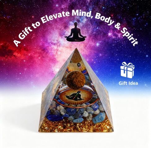 Premium Orgone Pyramid with Healing Crystals - Energy Generator for Deep Meditation, EMF Protection, Chakra Balancing, Anxiety Relief & Positive Energy - Spiritual Decor Gift for Home Office Yoga in Saudi Arabia