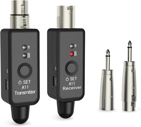 A11 Wireless Microphone System, 2.4GHz XLR Transmitter and Receiver for Dynamic Microphone, Audio Mixer, PA System, 100ft Range, Ultra-Low Latency, Rechargeable Battery in Kuwait