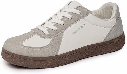 Women's Casual Retro Sneakers Low Top Lace-Up Suede Trim Lightweight Comfortable Non-Slip Flat Shoes for Daily Walking in Kuwait