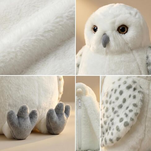 Freddy's Fanatic White Owl Backpack, Animal Shape Bag with Adjustable Shoulder Straps, Back Zipper and 15 Inch Size for Daily Carry, Room Decor and Gift Giving in Saudi Arabia