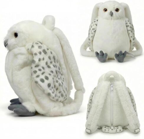 Freddy's Fanatic White Owl Backpack, Animal Shape Bag with Adjustable Shoulder Straps, Back Zipper and 15 Inch Size for Daily Carry, Room Decor and Gift Giving in Saudi Arabia