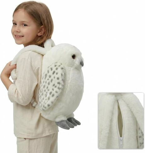 Freddy's Fanatic White Owl Backpack, Animal Shape Bag with Adjustable Shoulder Straps, Back Zipper and 15 Inch Size for Daily Carry, Room Decor and Gift Giving in Saudi Arabia