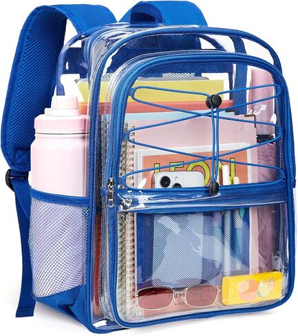 Vorspack Clear Backpack for School - Heavy Duty Clear Bookbag for Girls Boys Large See Through Backpacks for College, Work, Travel - Black in Saudi Arabia