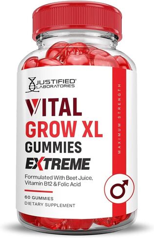 Vital Grow XL Extreme 2000MG Performance Gummies تركيبة متقدمة مركبة من مسحوق عصير البنجر والرمان ACV B12، نباتي غير معدل وراثيًا، 60 علكة in Kuwait