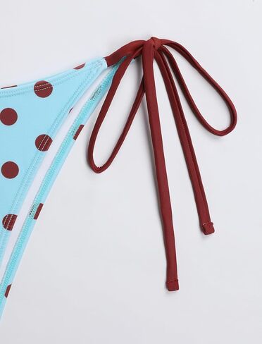ZAFUL Women's Polka Dot Bikini Set Double Layer Halter Swimsuit Colorblock Side Tie 2 Piece Bathing Suit in Kuwait