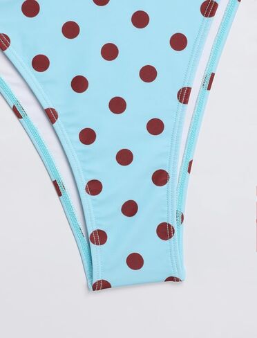 ZAFUL Women's Polka Dot Bikini Set Double Layer Halter Swimsuit Colorblock Side Tie 2 Piece Bathing Suit in Kuwait