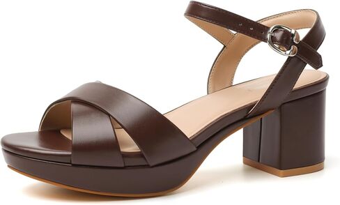Susanny Platform Heels for Women Chunky Block Heel Sandals Open Round Toe Strappy High Thick Heeled with Ankle Strap Comfortable Sexy Dressy Heels Work Wedding Party Office Casual Shoes in Kuwait