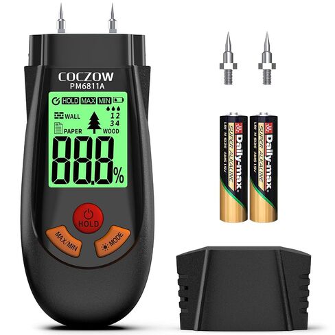 Wood Moisture Meter, with battery and LCD display, suitable for quick determination of moisture content of many types of logs, paper, plywood, plaster walls, floor coverings, etc. in Saudi Arabia