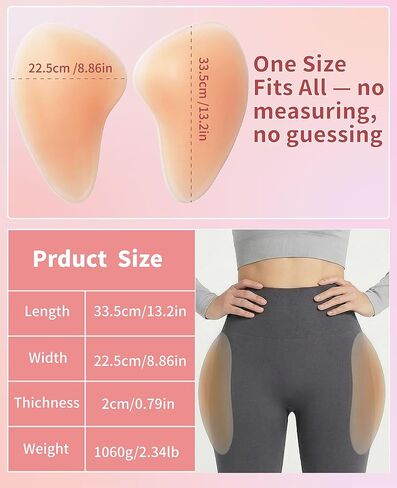 2 PCS 2.0 Version Self Adhesive Silicone Hip Pads for Women, Upgraded Extended & Thickened Sticky Butt Pads, Ergonomic Hip Dip Filler Shapewear, Realistic Thick Buttocks in Saudi Arabia