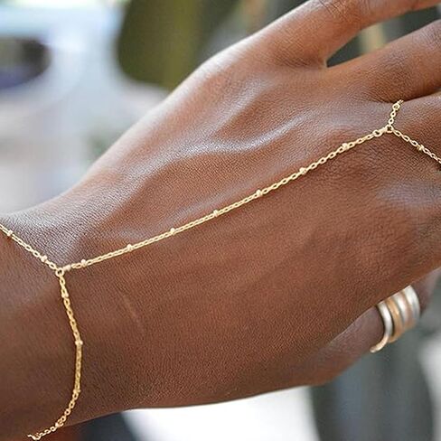 Hand Chain Gold Bracelets for Women Trendy Stuff Ring Bracelet Hand Chain Dainty Chain Bracelet Hand Jewelry Gifts Trendy Fashion in Kuwait