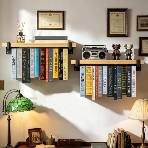 Harhana Transparent Book Straps Floating Bookshelf, Adjustable Book Holder for Wall, Invisible Bookshelf with Height & Width Adjustment, Clear Book Display for Home Decor (1 Pack) in Kuwait