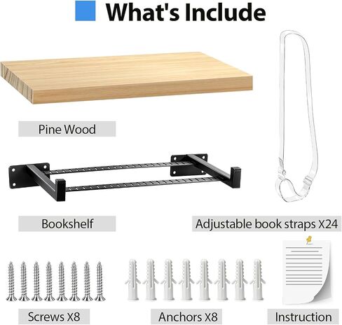 Harhana Transparent Book Straps Floating Bookshelf, Adjustable Book Holder for Wall, Invisible Bookshelf with Height & Width Adjustment, Clear Book Display for Home Decor (1 Pack) in Kuwait