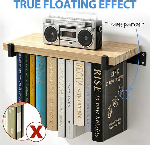 Harhana Transparent Book Straps Floating Bookshelf, Adjustable Book Holder for Wall, Invisible Bookshelf with Height & Width Adjustment, Clear Book Display for Home Decor (1 Pack) in Kuwait