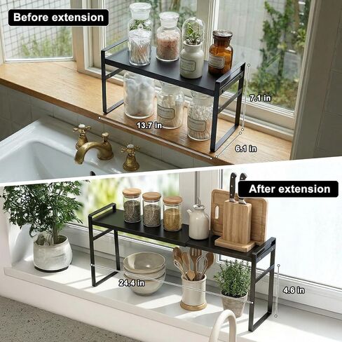 Over The Sink Shelf,Expandable Window Sill Shelf for Plants Small Tall Shelves Stackable Kitchen Organizer Shelves for Bathroom Kitchen Narrow Spaces Countertop in Saudi Arabia