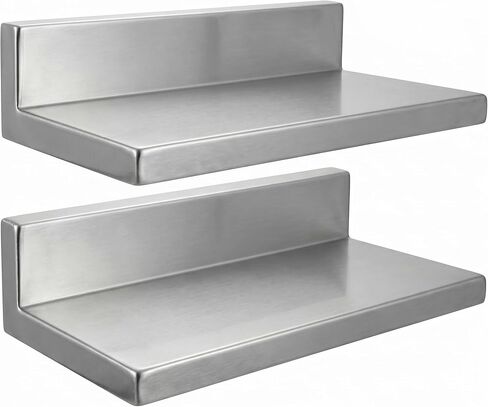 AmGood 30 Inch Stainless Steel Wall Shelf (2 Pack), 30 in. x 8.6 in. Floating Kitchen Shelves with Brackets, Heavy Duty Metal Wall Mount Storage Shelf for Restaurant, Home Kitchen, Garage, NSF in Saudi Arabia