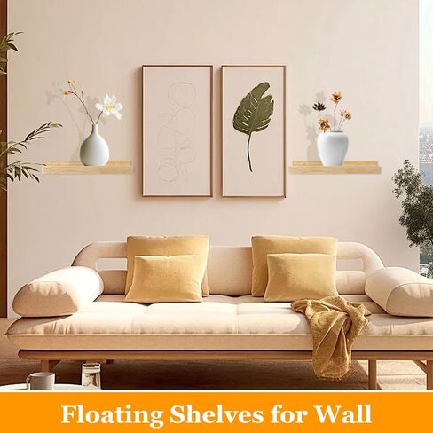 Jeffbaubl 1 Set Floating Shelves, 11.8inch Picture Ledge Shelf for Wall Decor Storage, Natural Wood Wall Shelves with Lip for Bedroom Living Room Kitchen Nursery Books Photo Frames, Natural in Saudi Arabia