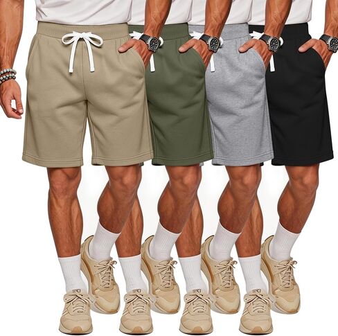 Evervibe 4 Pack Men's Athletic Shorts Drawstring Elastic Waist Casual Shorts Lightweight Summer Activewear with Pockets in Kuwait