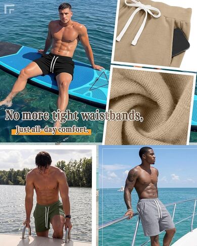 Evervibe 4 Pack Men's Athletic Shorts Drawstring Elastic Waist Casual Shorts Lightweight Summer Activewear with Pockets in Kuwait