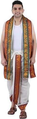PRAKASAM COTTON Men's Panjakejam (Ready to wear) dhoti towel set with pocket- free size. in Saudi Arabia