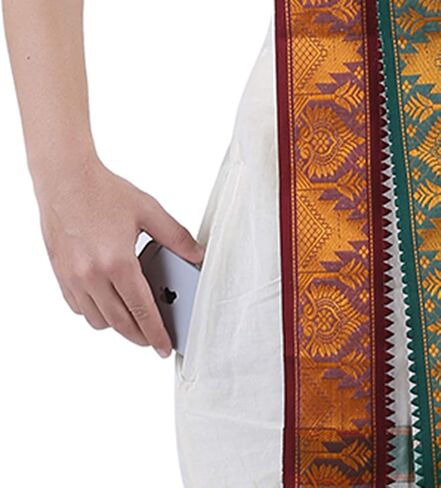 PRAKASAM COTTON Men's Panjakejam (Ready to wear) dhoti towel set with pocket- free size. in Saudi Arabia