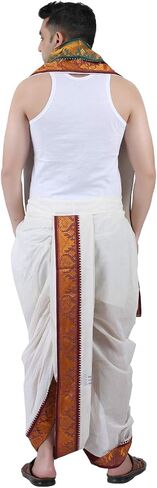 PRAKASAM COTTON Men's Panjakejam (Ready to wear) dhoti towel set with pocket- free size. in Saudi Arabia