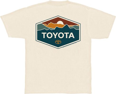 تي شيرت رجالي من Tee Luv بشعار سيارة Toyota Mountain Sunset الأمامي والخلفي in Kuwait