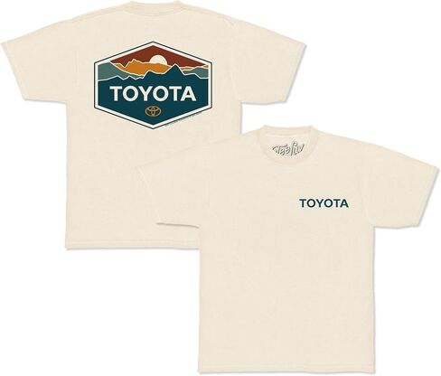 تي شيرت رجالي من Tee Luv بشعار سيارة Toyota Mountain Sunset الأمامي والخلفي in Kuwait