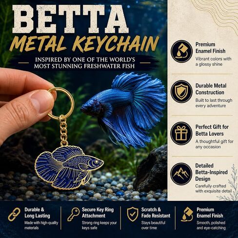 Betta Fish Metal Enamel Keychain Betta Fish Gift for Aquarium and Fish Lovers in Kuwait