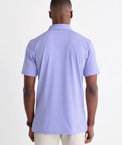 قميص Vineyard Vines الرجالي Performance Bradley Stripe Sankaty Polo، أرجواني/نسيم المحيط، XL in Kuwait