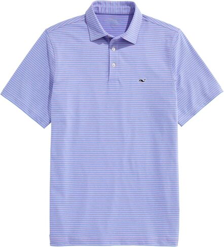 قميص Vineyard Vines الرجالي Performance Bradley Stripe Sankaty Polo، أرجواني/نسيم المحيط، XL in Kuwait
