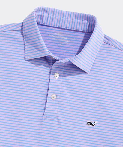 قميص Vineyard Vines الرجالي Performance Bradley Stripe Sankaty Polo، أرجواني/نسيم المحيط، XL in Kuwait