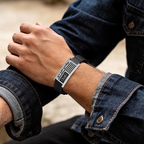 Patriotic Bracelets for Men, Mens Bracelet,Independence Day,Stainless Steel American Flag Adjustable Elastic Nylon Bracelet 4th of July Gift for Men,Him, father,Dad, Son, Husband, Teen, Boyfriend in Saudi Arabia