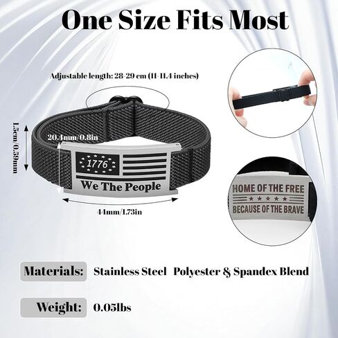 Patriotic Bracelets for Men, Mens Bracelet,Independence Day,Stainless Steel American Flag Adjustable Elastic Nylon Bracelet 4th of July Gift for Men,Him, father,Dad, Son, Husband, Teen, Boyfriend in Saudi Arabia