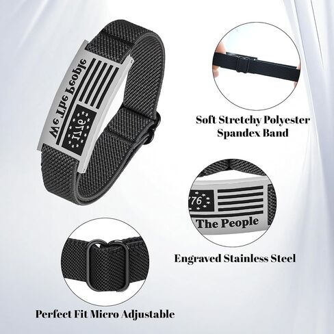 Patriotic Bracelets for Men, Mens Bracelet,Independence Day,Stainless Steel American Flag Adjustable Elastic Nylon Bracelet 4th of July Gift for Men,Him, father,Dad, Son, Husband, Teen, Boyfriend in Saudi Arabia