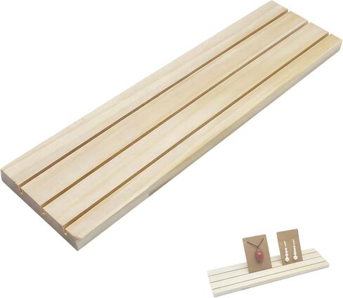 1 Pack Wooden Earring Display Stand 3 Slots Jewelry Earring Ring Display Holder Business Card Holder Craft Showing Organizer Tray for Tabletop Vendors Shows Craft Show (11.8x3.1x0.4inch) in Saudi Arabia
