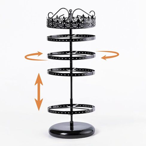 5 Tier Rotating Earring Holder Organizer Stand,Adjustable Metal Jewelry Organizer for Women,Pierced and Dangle Earring with 176 Holes.Top Wide tray Suitable for Bracelets,Watches,Lipsticks. in Saudi Arabia